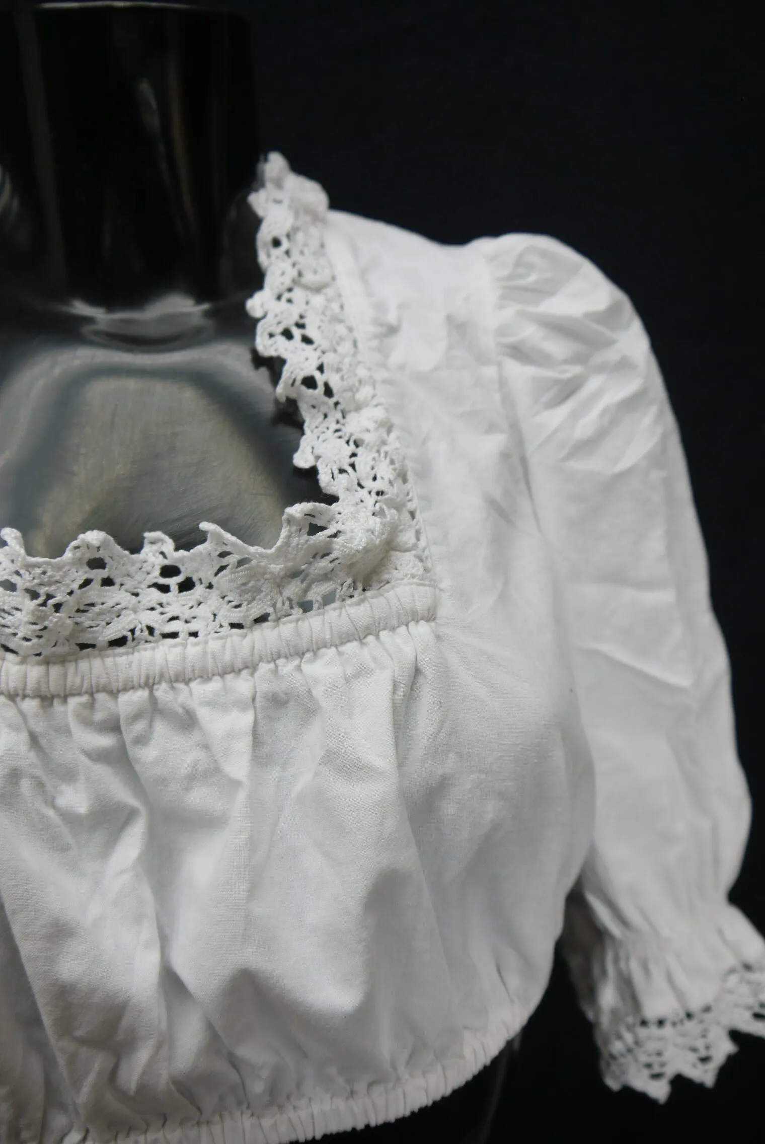 Gr.38 Dirndlbluse weiß Bluse für Dirndl Alphorn Baumwolle mit Spitze B10737