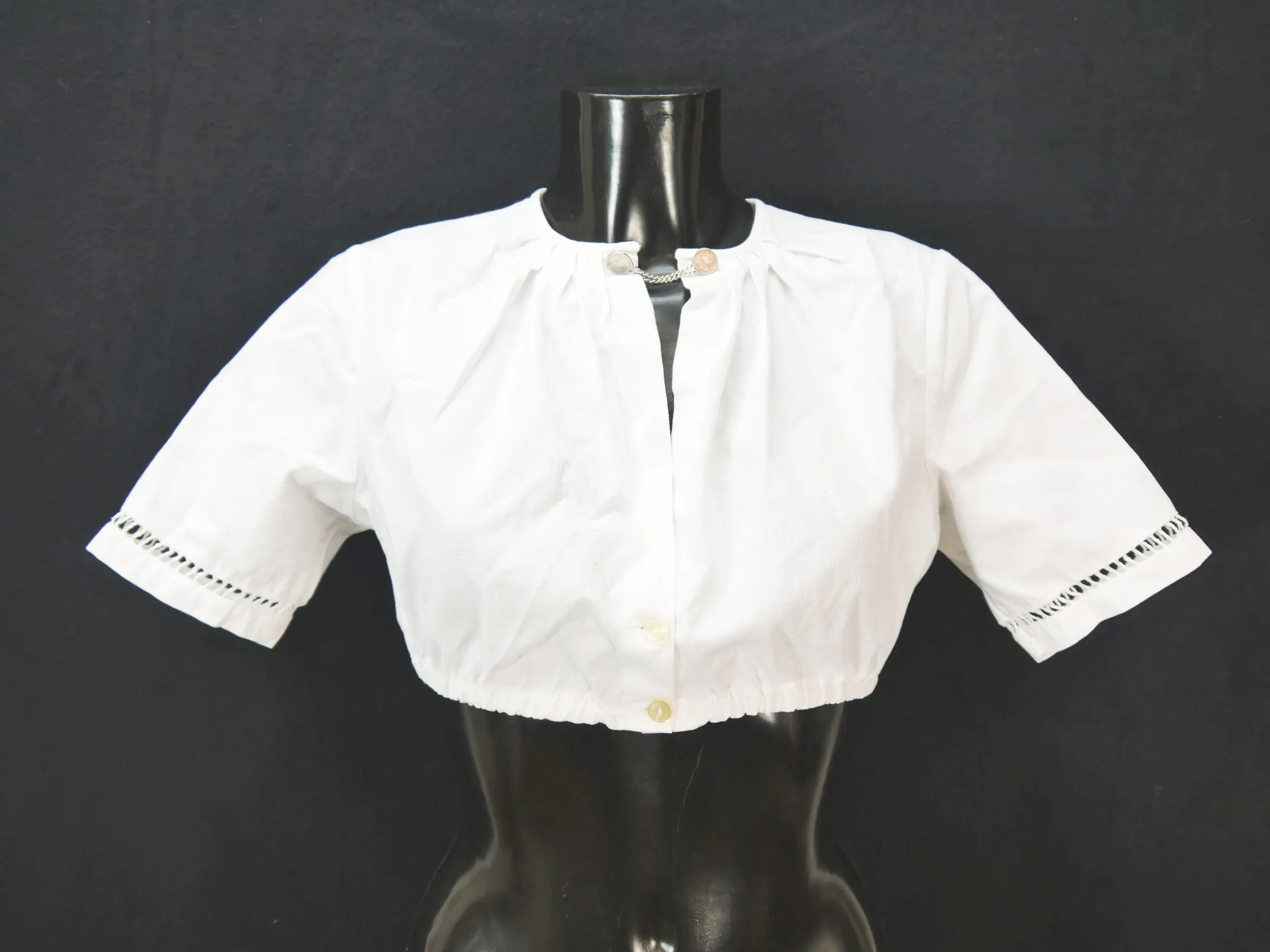 Gr.38 Dirndlbluse weiß Bluse für Dirndl Chiemseer Baumwolle mit Verschluß B10247