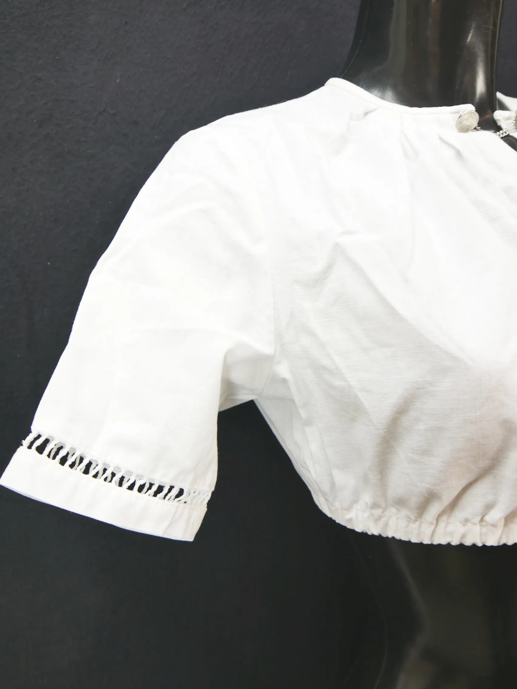 Gr.38 Dirndlbluse weiß Bluse für Dirndl Chiemseer Baumwolle mit Verschluß B10247