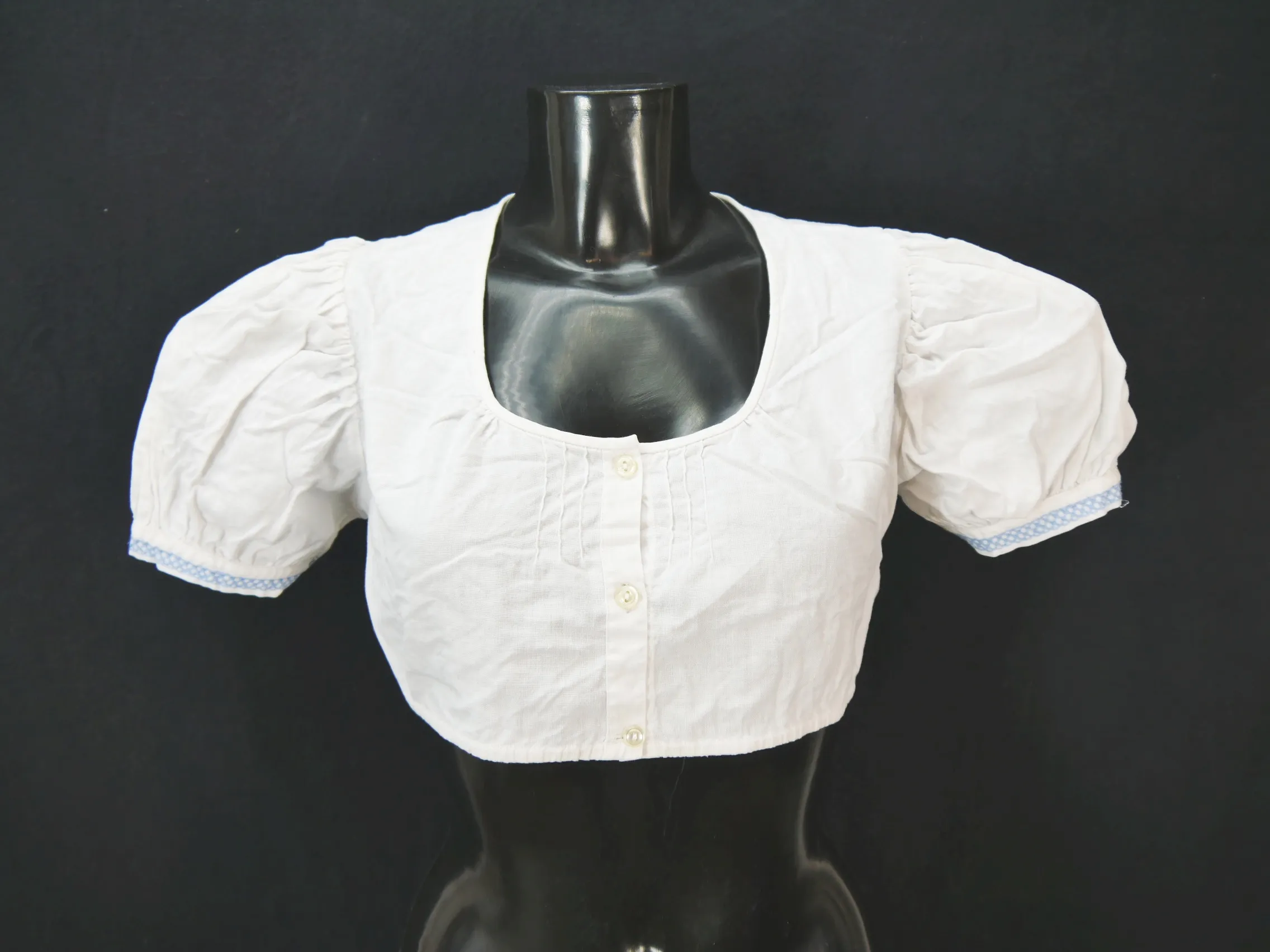 Gr.46 Dirndlbluse weiß Bluse für Dirndl Baumwolle mit Stickerei B10454