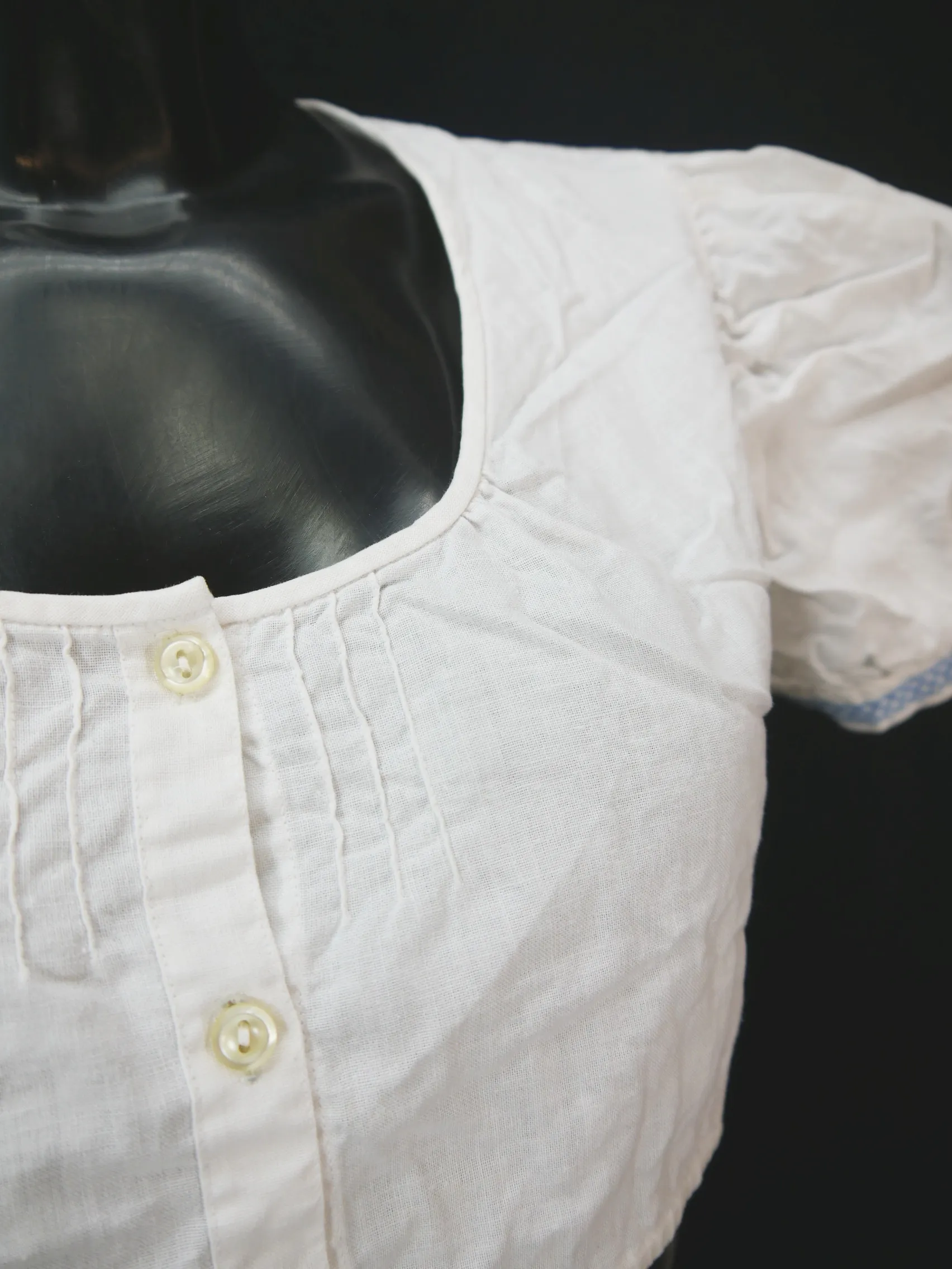 Gr.46 Dirndlbluse weiß Bluse für Dirndl Baumwolle mit Stickerei B10454