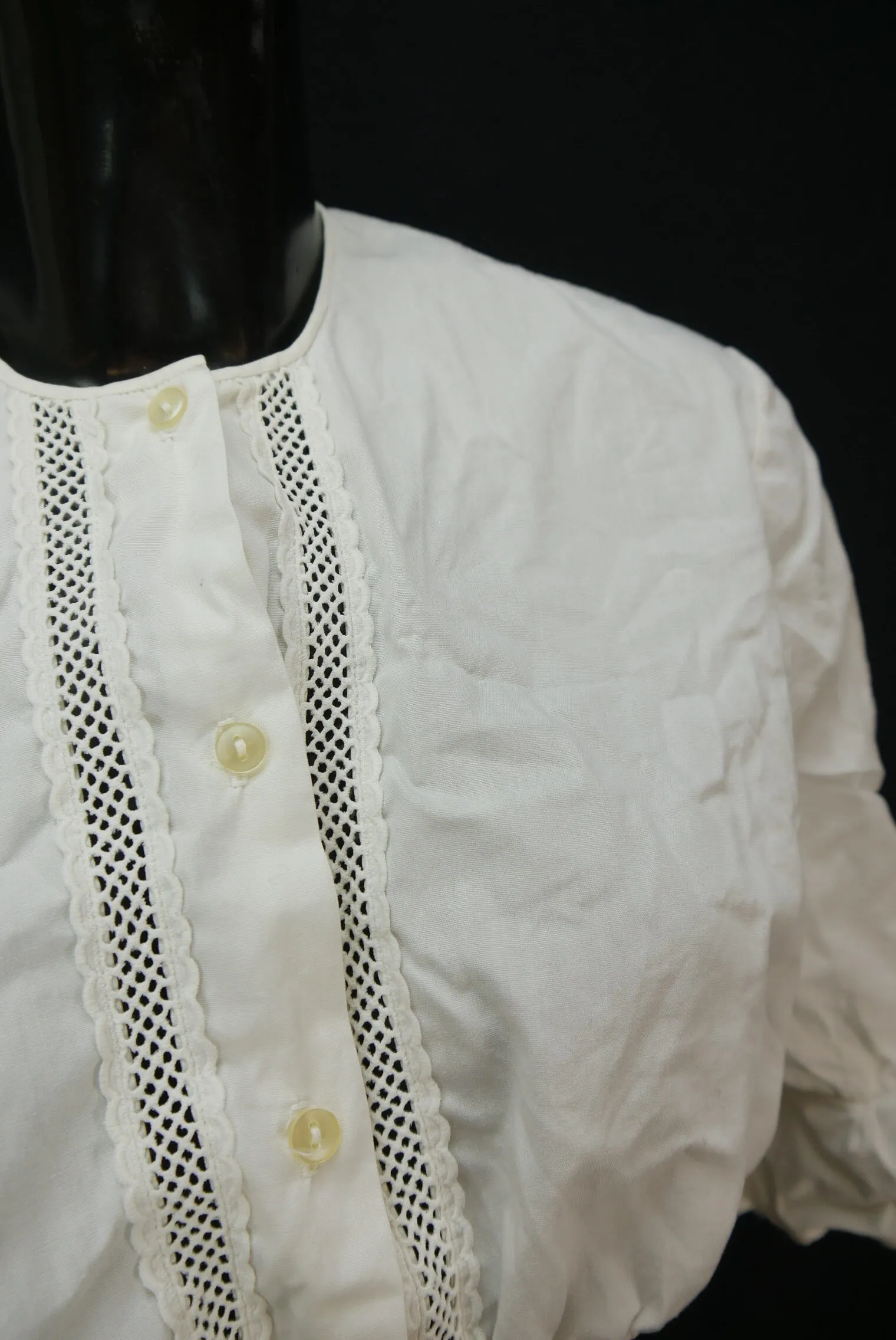 Gr.46 Dirndlbluse weiß Bluse für Dirndl Baumwollmischung mit Spitze B10642