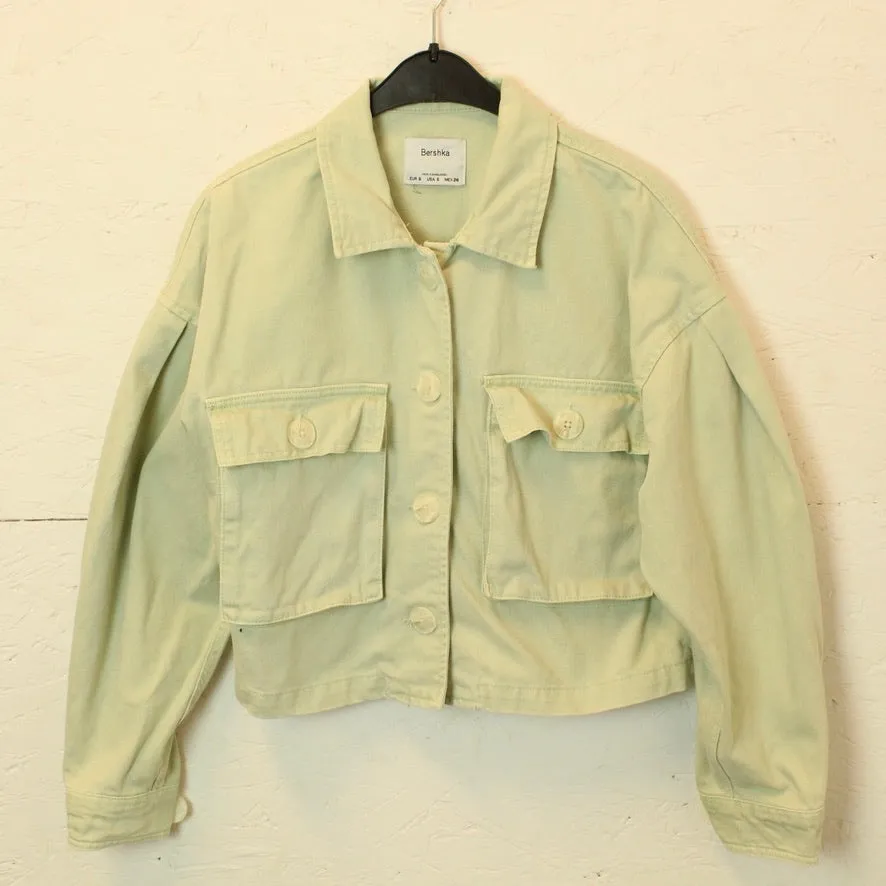 Second Hand BERSHKA Jeansjacke Gr. S grün (*)